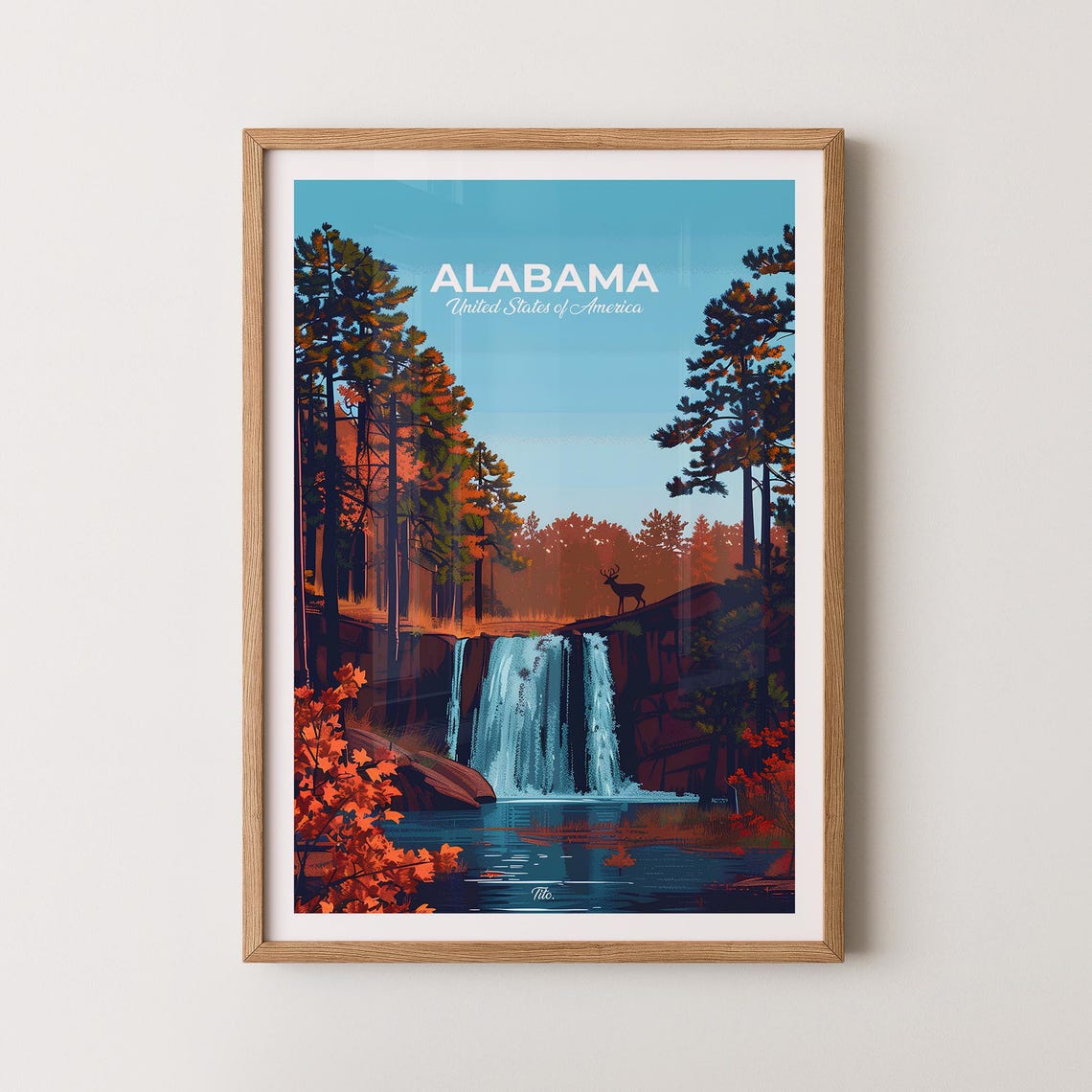 Alabama Poster Alabama Travel Poster Alabama Art Print Alabama Wall Art Usa Poster Gift For Travelers
