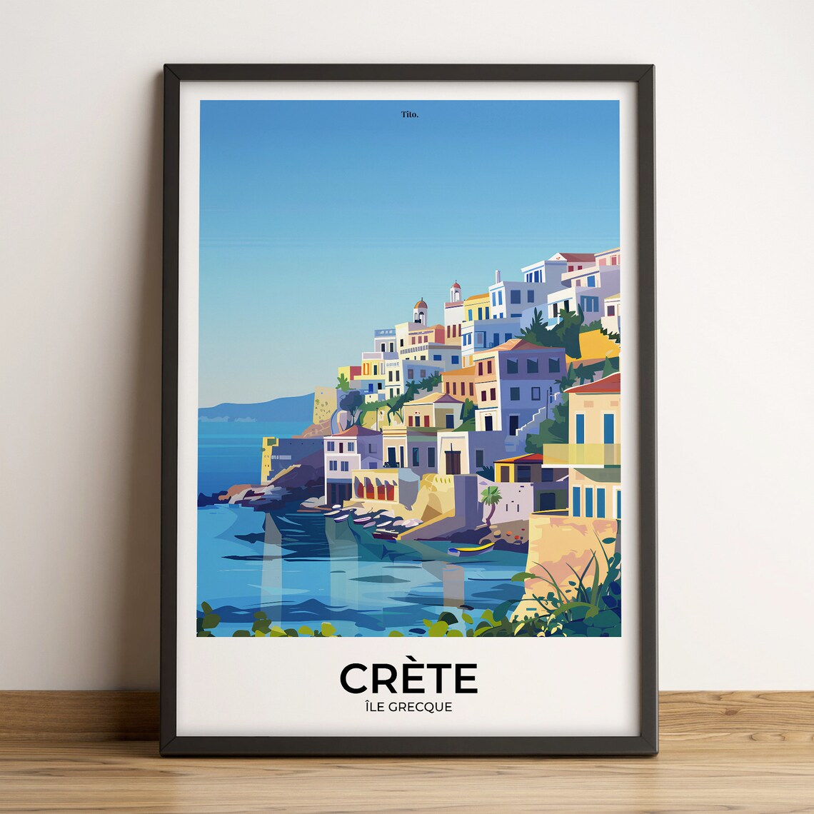 Crete Greece Island Village Turquoise Coast Harbor Travel Poster
