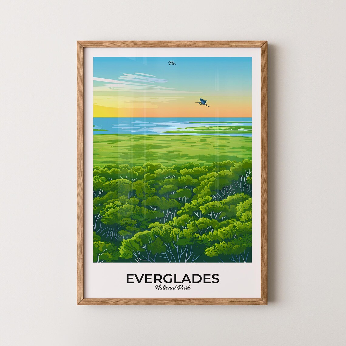 Everglades National Park Wetlands Sunrise Scenic Travel Poster