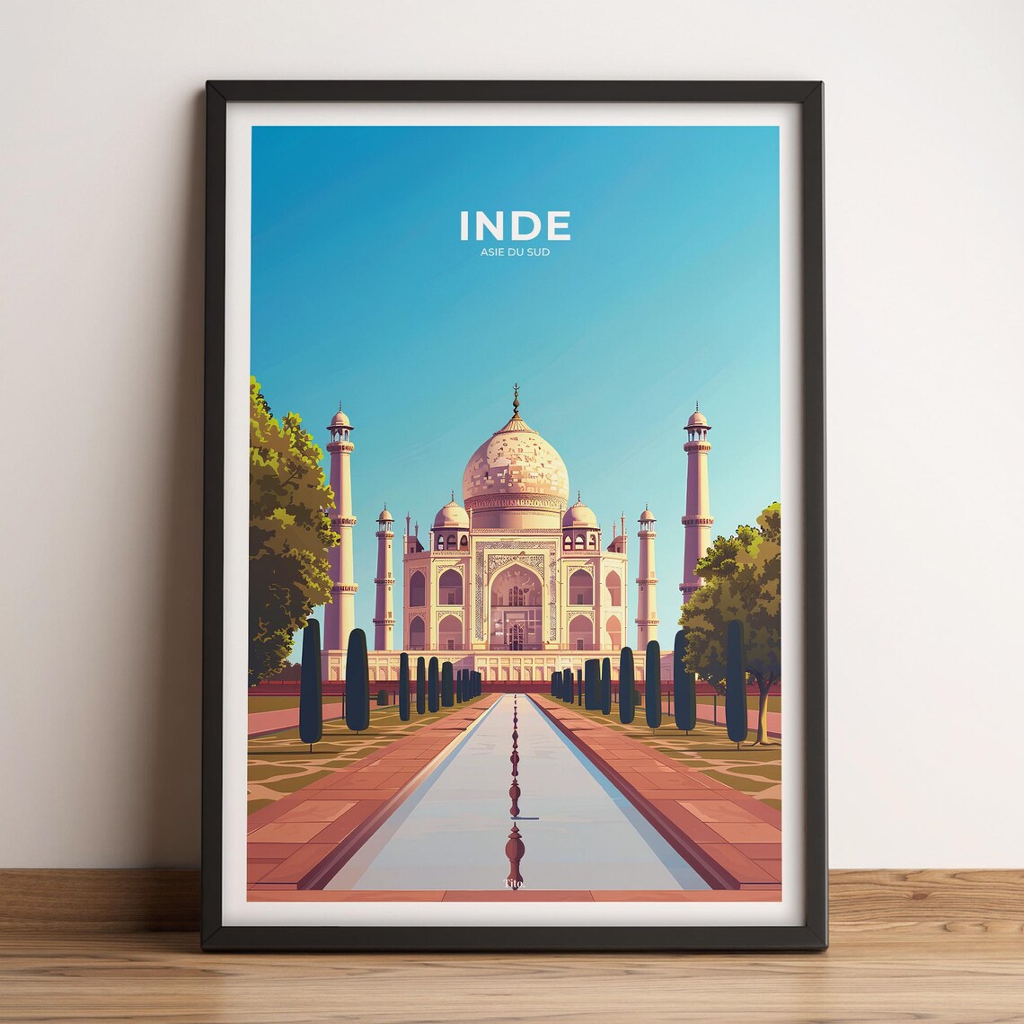 Taj Mahal India Symmetry Gardens Vintage Travel Poster Artwork