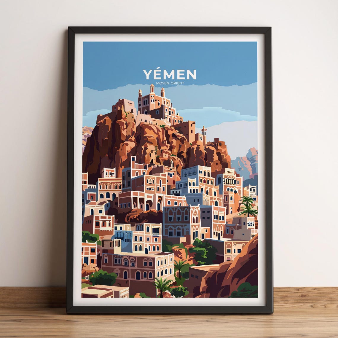 Yemen Arabian Heritage Mountain Village Architecture Travel Poster