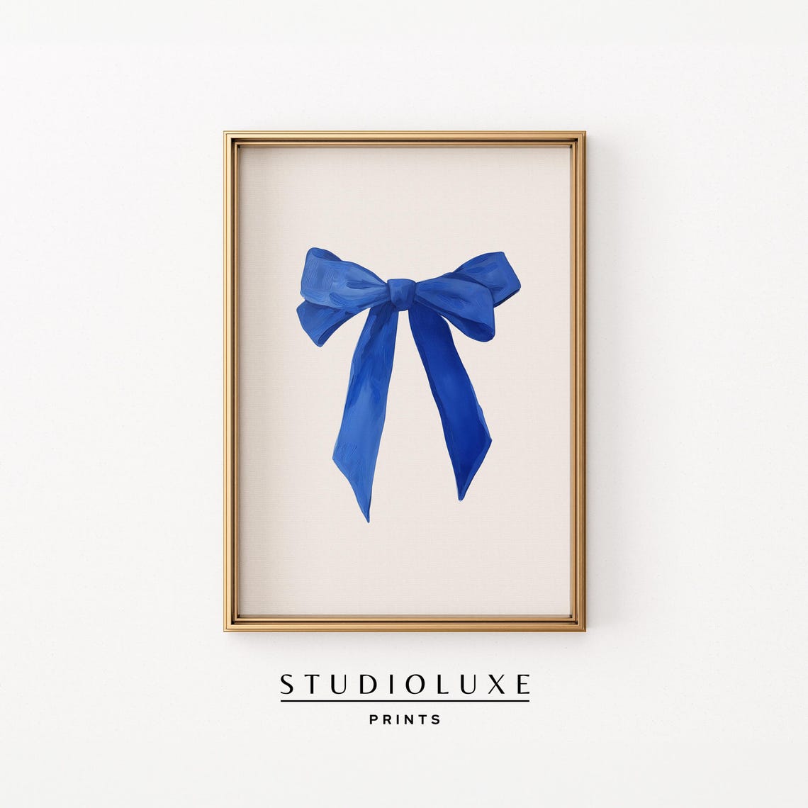 Cobalt Blue Bow Minimalist Ribbon Painting Coquette Decor Poster
