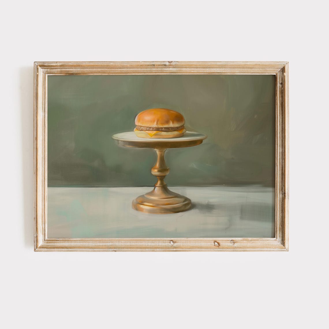 Cheeseburger Still Life Painting Kitchen Wall Art Food Prints Trendy Apartment Decor Funny