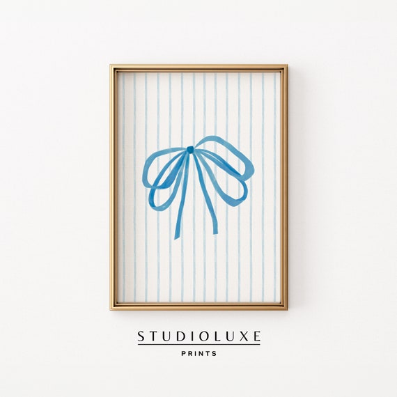 Blue Bow Wall Art Coquette Room Decor Preppy Trendy Apartment Coastal Granddaughter Cute Nursery