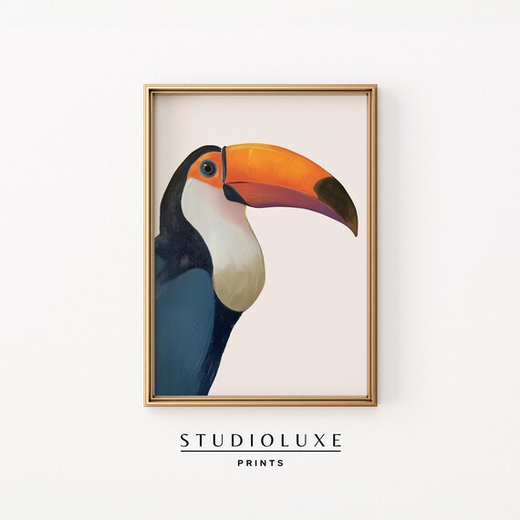 Toucan Tropical Bird Wall Art Jungle Animal Illustration Bold Colorful Beak Print Exotic Decor