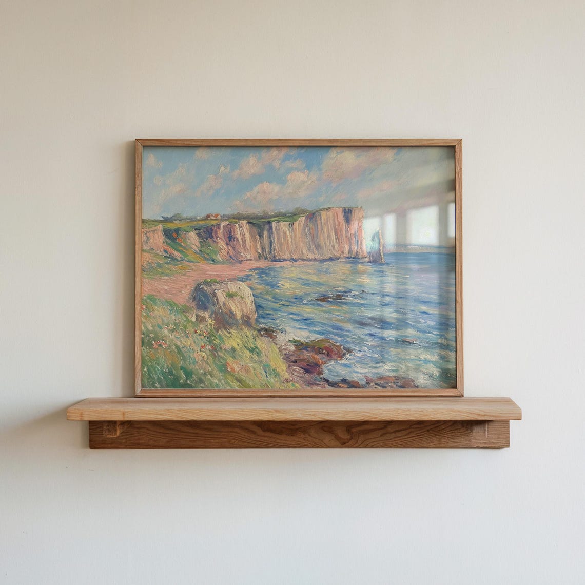 Rocky Cliff Ocean Sea Waves Impressionist Coastal Seascape Poster