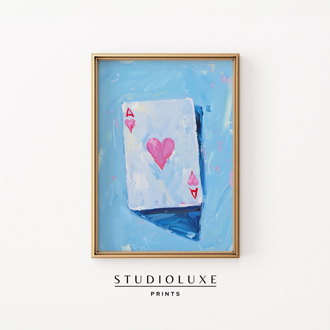Ace of Hearts Playing Card Bold Pop Watercolor Artwork Poster