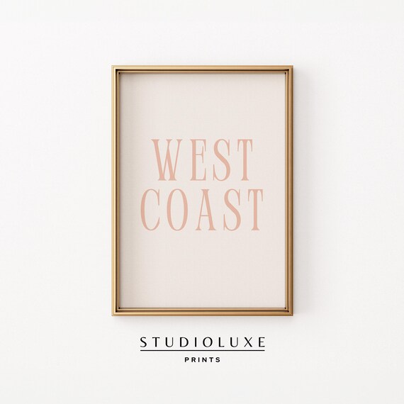 West Coast Pink Serif Lettering Minimalist Typography Poster