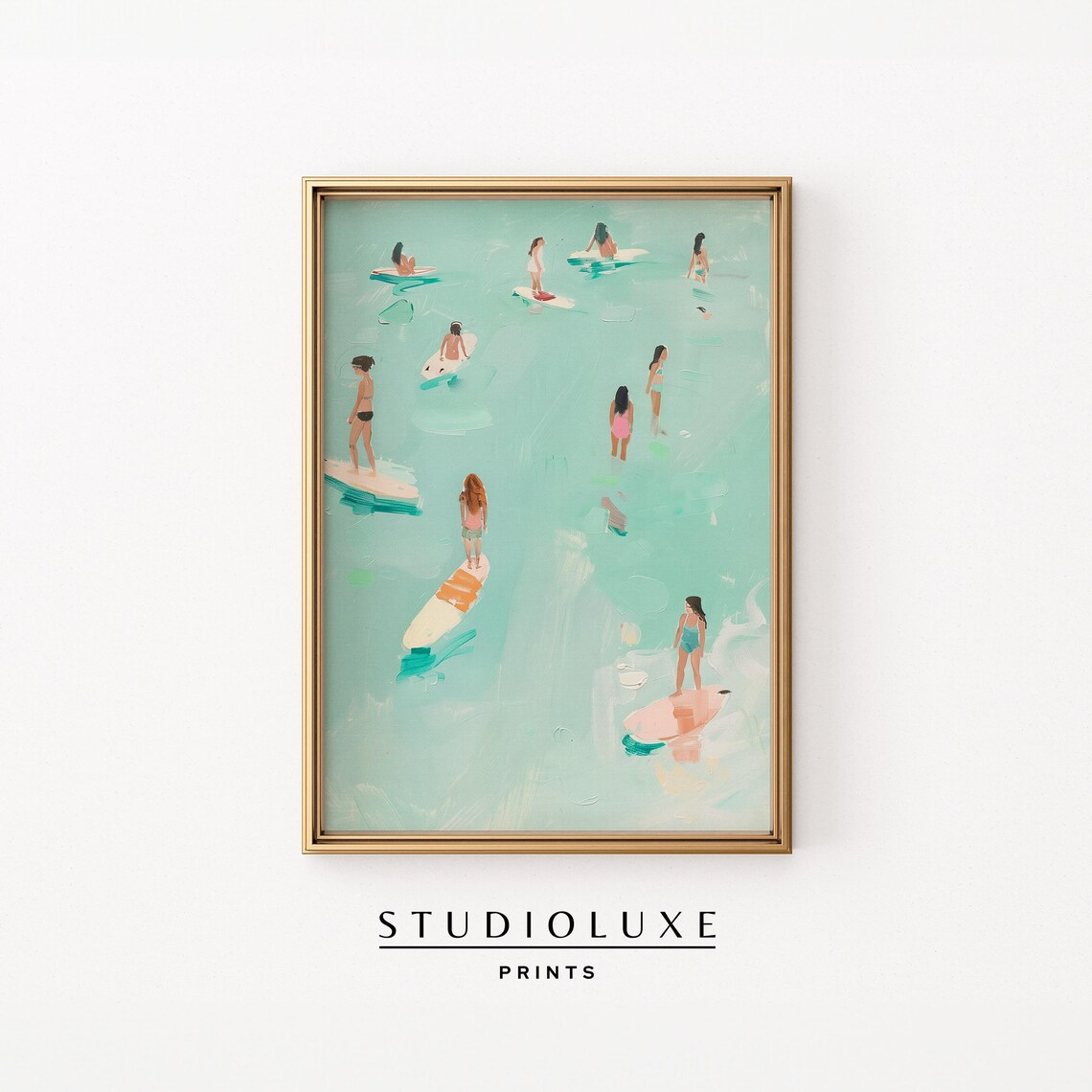 Surfer Girls Painting Beachy Wall Art Poster