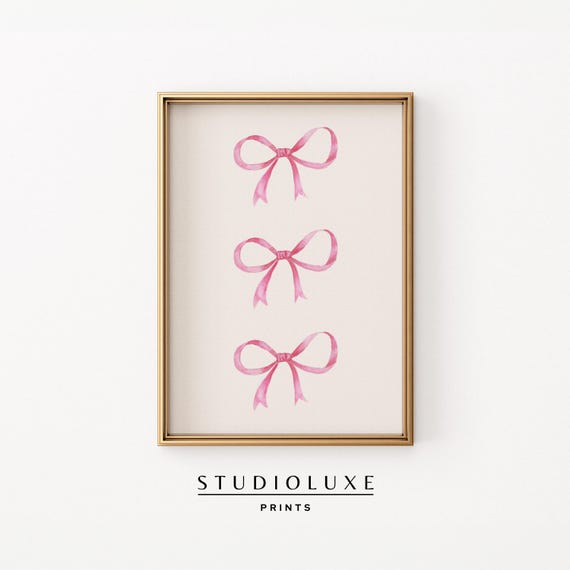 Coquette Room Decor Pink Bow Wall Art Preppy Trendy Apartment Coastal Granddaughter Cute Nursery