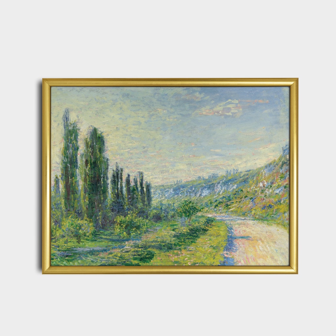 Impressionist Valley Poplar Trees Winding Road Vintage Poster - Image 5