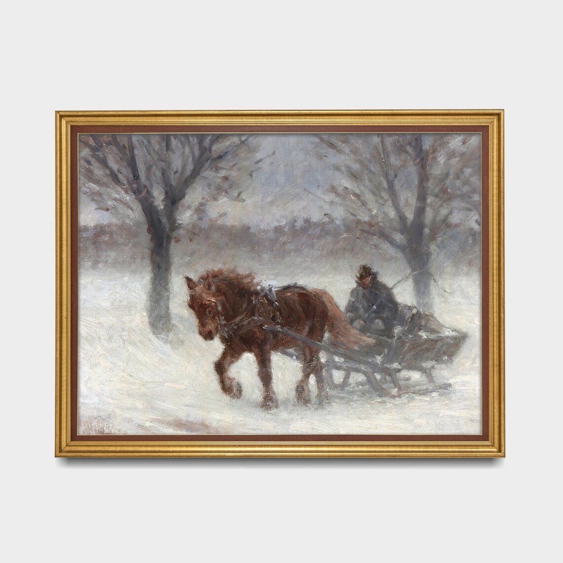 Sleigh Ride in Snow, Vintage Christmas Art Print - Image 3