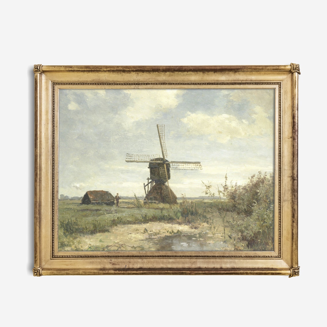 Old Dutch Windmill on Flat Polder with Miller Vintage Landscape Poster - Image 3