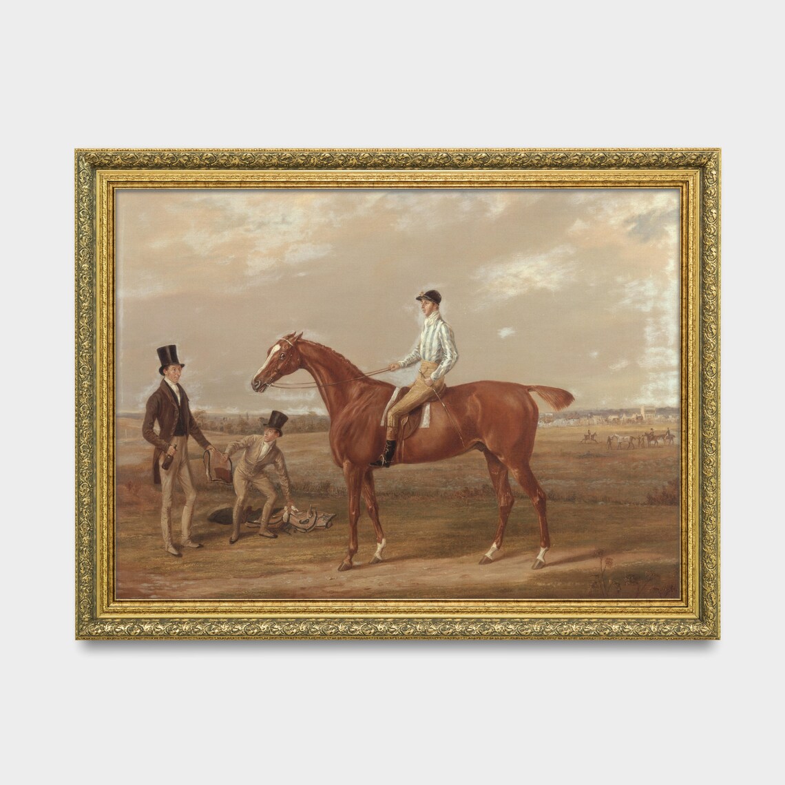 Jockey on a Chestnut Racehorse with Gentlemen Sporting Poster - Image 3