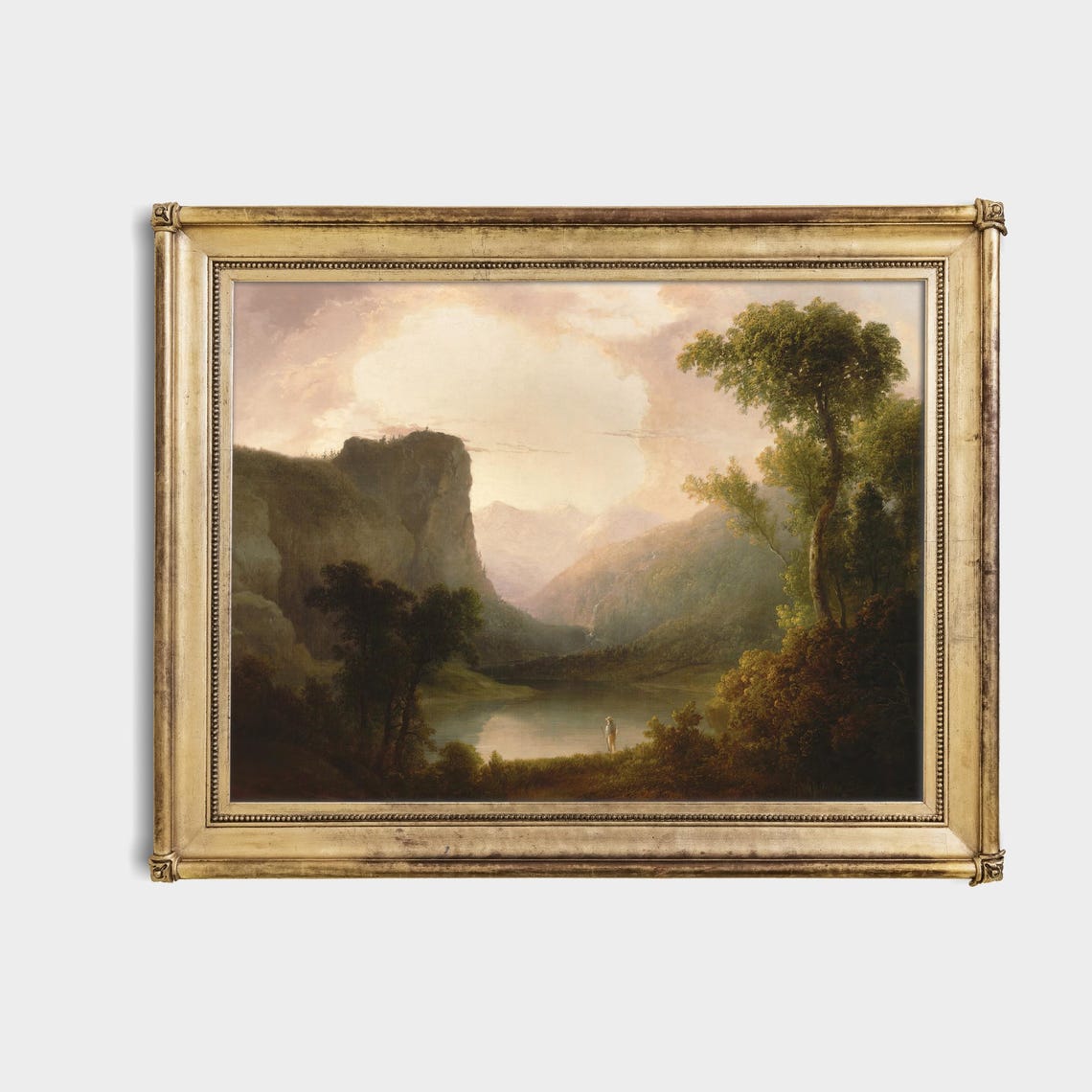 Glowing Mountain Lake at Dawn Between Towering Cliffs Poster - Image 4