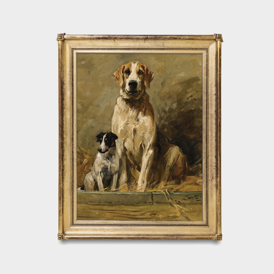 Vintage Dog Painting, Rustic Hound Terrier Art Print - Image 2