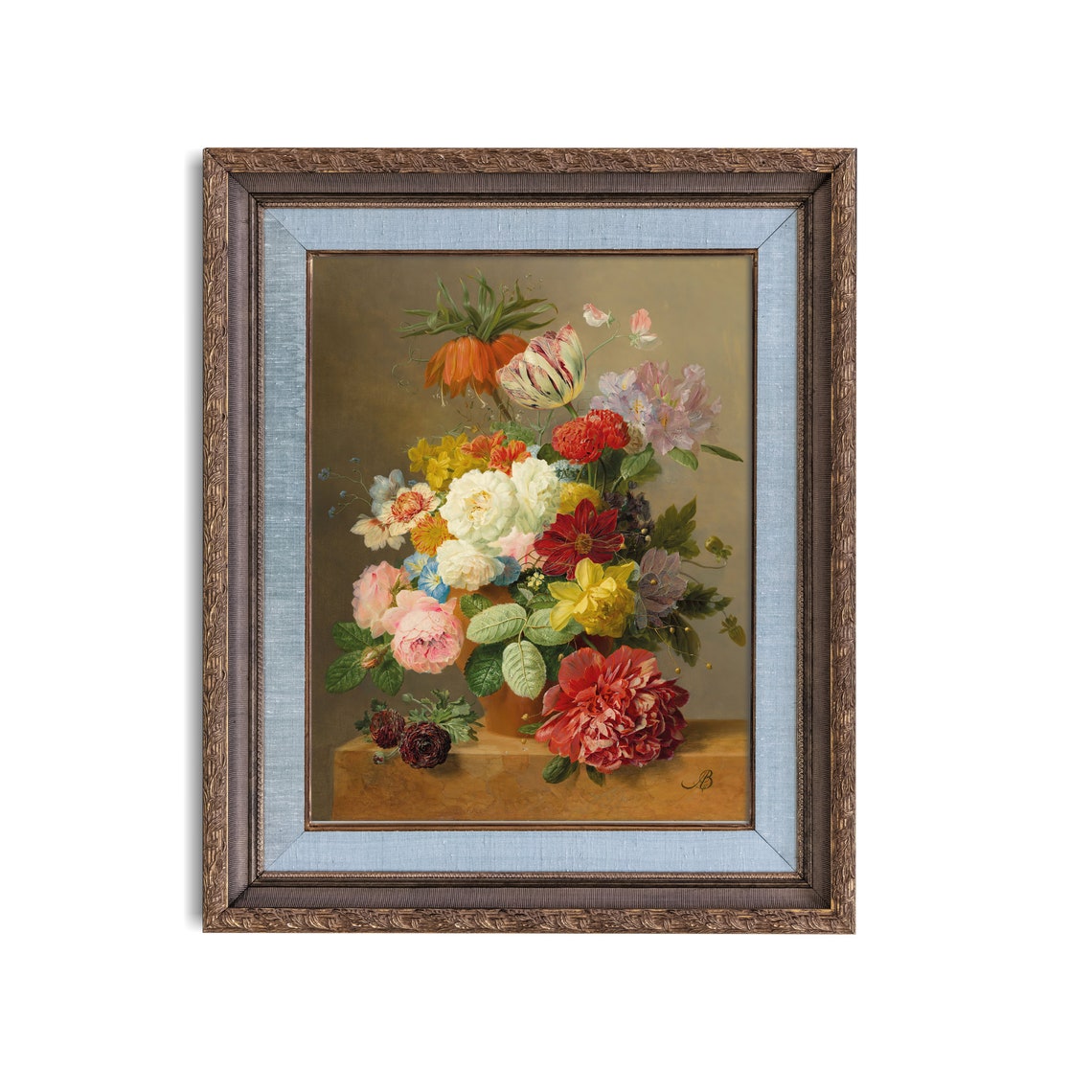 Dutch Still Life Bouquet With Roses and Tulips in a Vase Poster - Image 2