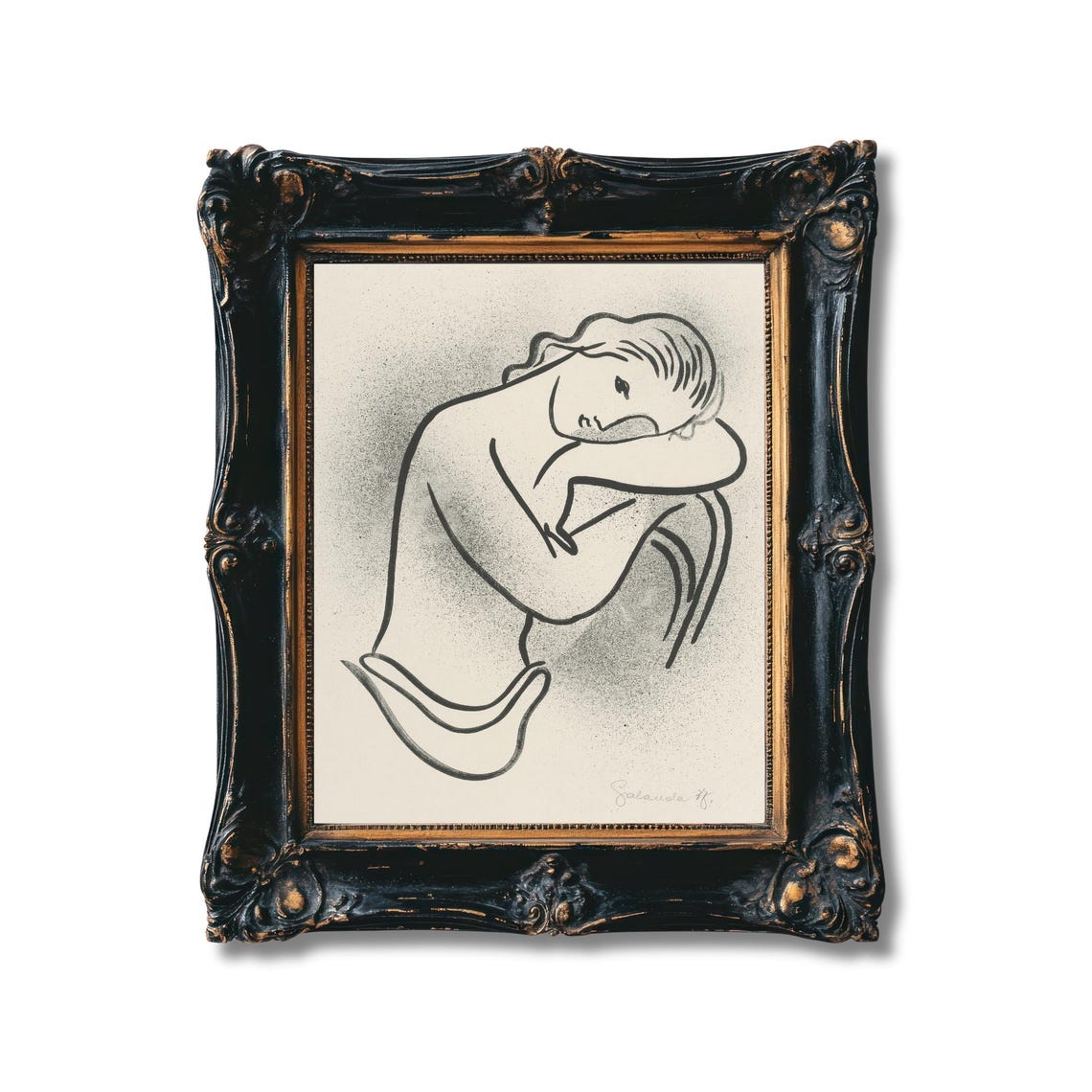 Minimalist Line Drawing Resting Woman Single Stroke Modern Poster