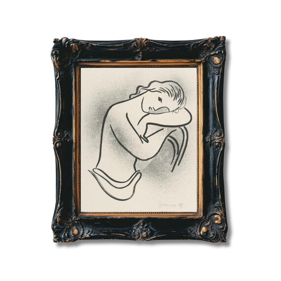 Minimalist Line Drawing Resting Woman Single Stroke Modern Poster