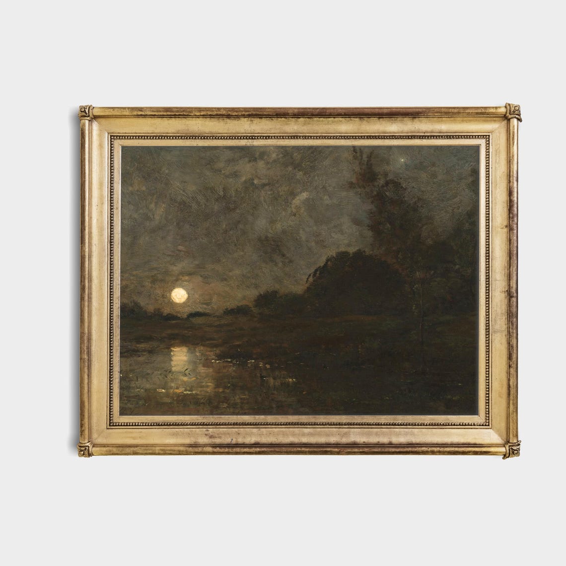 Moonlit River At Night Dark Moody Landscape Vintage Art Poster - Image 4