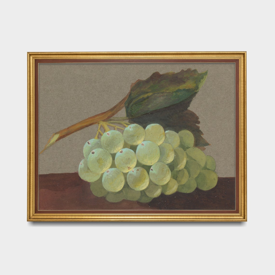 White Grapes Cluster Antique Fruit Still Life Oil Painting Poster - Image 5