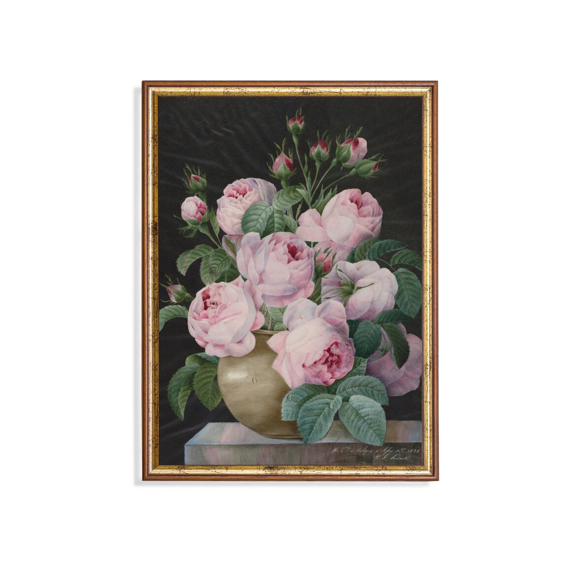 Vintage Still Life With Flowers, Antique Floral Art Print