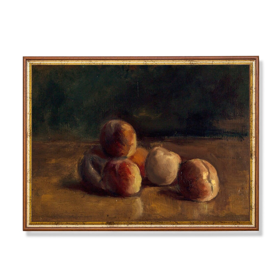 Cluster of Peaches Loose Dark Impressionist Antique Still Life Poster