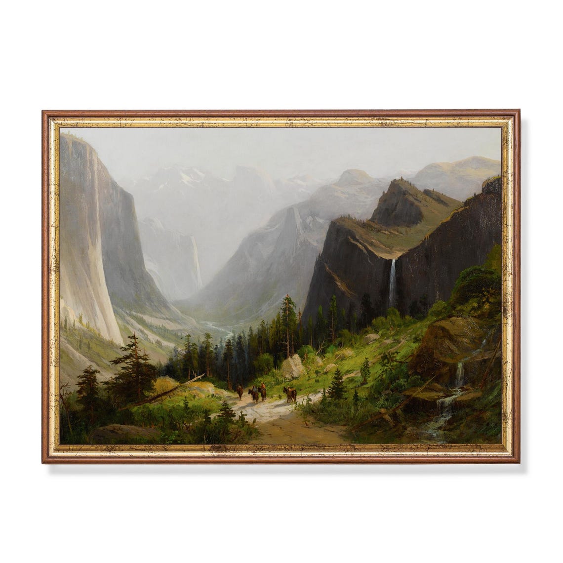 Yosemite Valley Granite Cliffs and Waterfall Landscape Poster