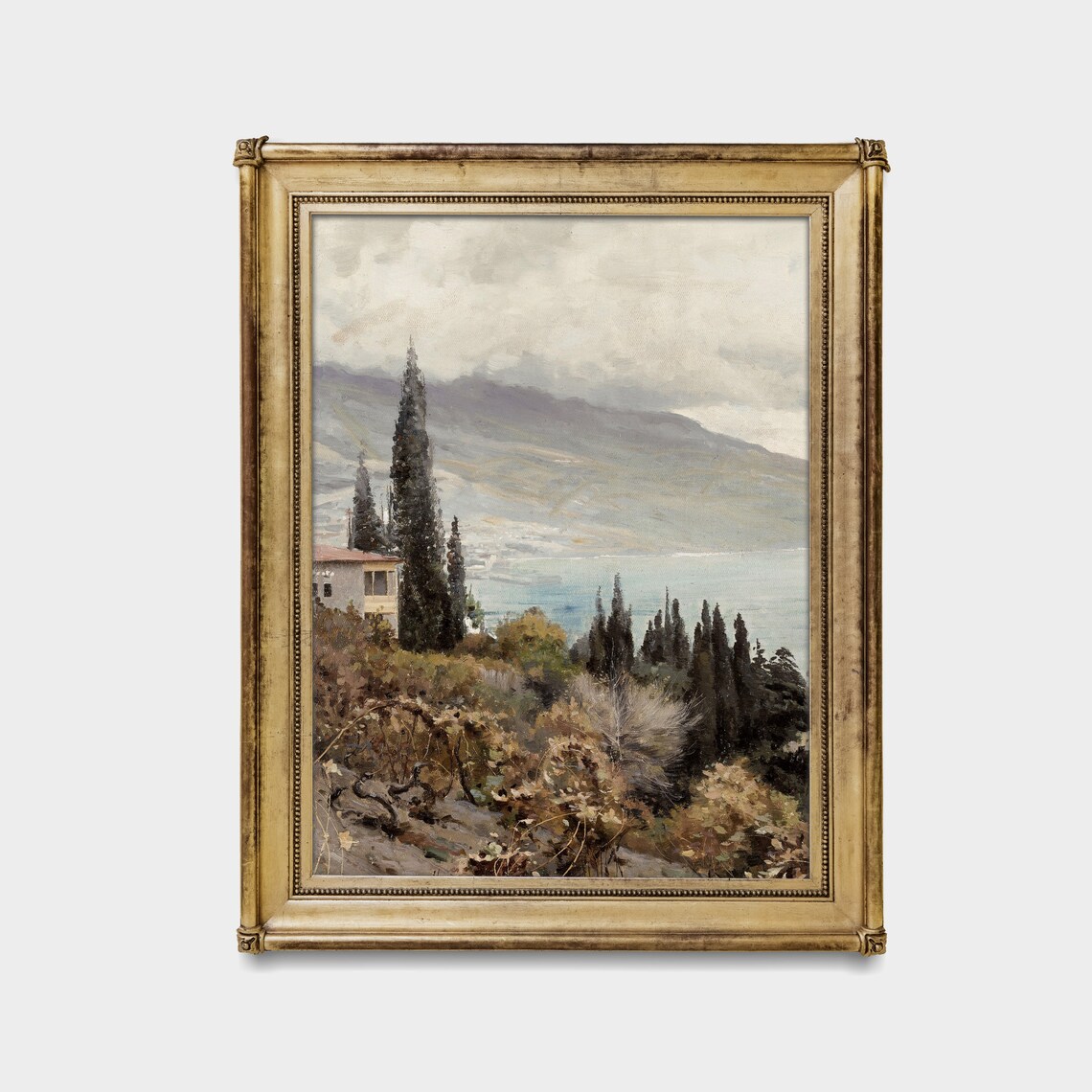 Italian Hillside Villa with Cypress Trees Overlooking the Sea Poster - Image 3