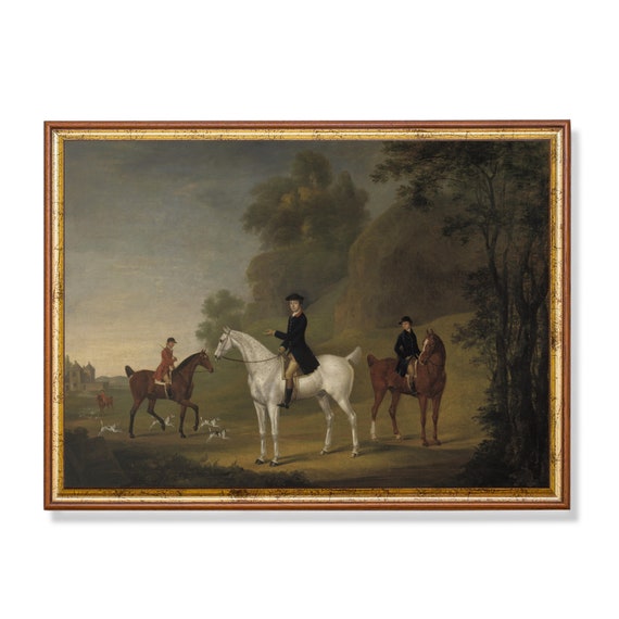 Vintage Horse Painting Antique Equestrian Print Moody Rustic Art Wall Art Farmhouse Decor Fine Art