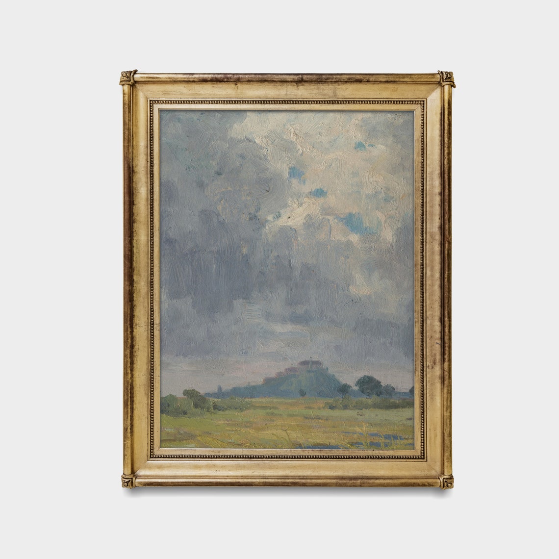 Cloud Study Over Green Meadow Vintage Sky Landscape Painting Poster - Image 2