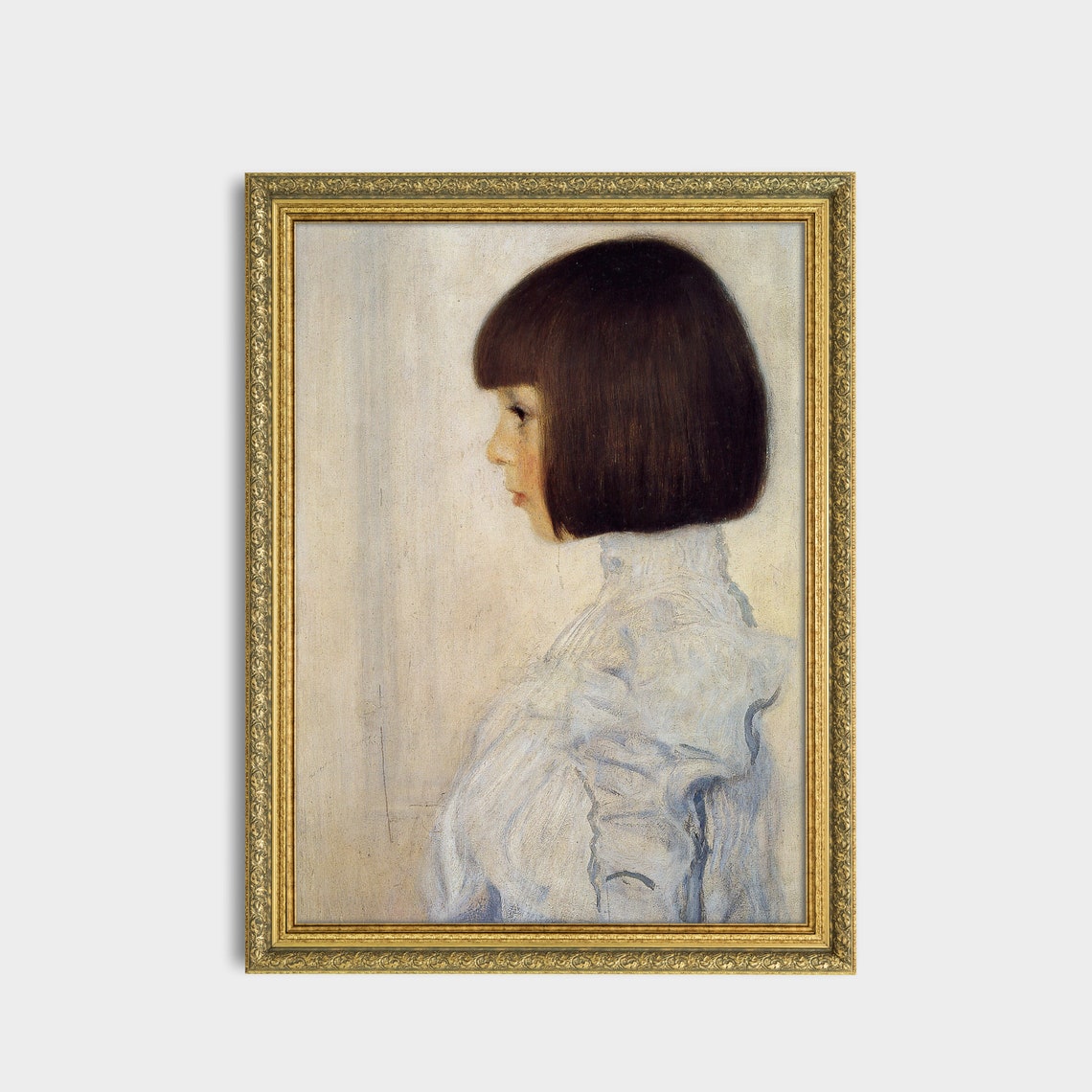 Profile Portrait of a Young Girl with a Dark Bob Vintage Art Poster - Image 3