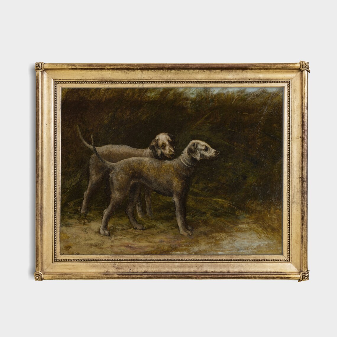 Pair of Deerhounds at the Edge of Dark Woods Dog Portrait Poster - Image 2