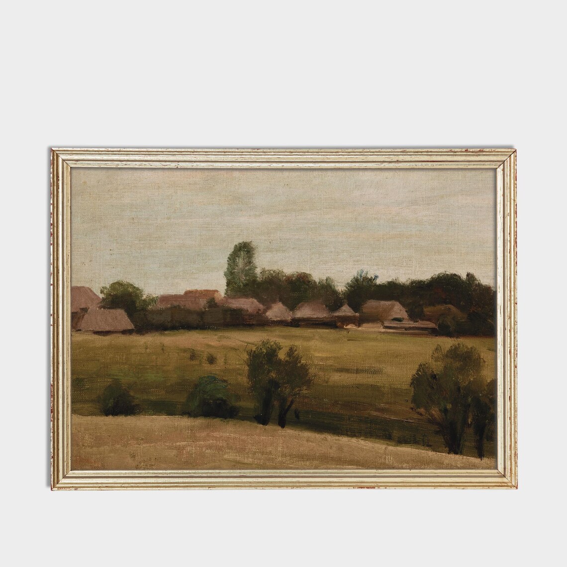 Thatched-Roof Village Cottages Moody Antique European Farmhouse Poster - Image 3