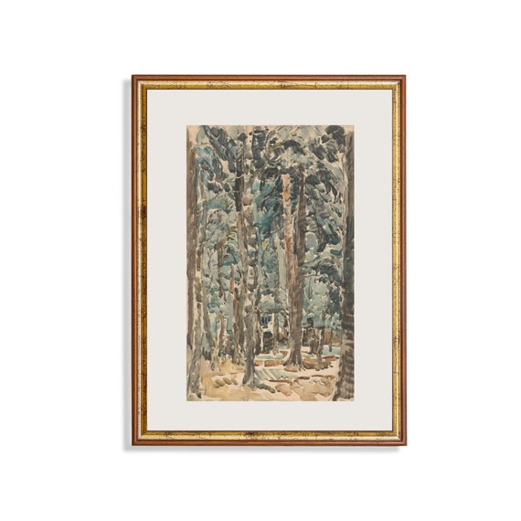 Vintage Landscape Painting Antique Forest Print Watercolour Farmhouse Decor Wall Art Fine Art Print