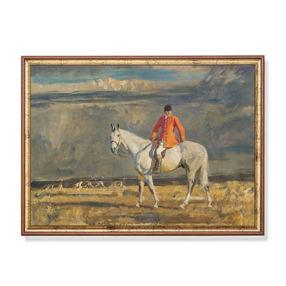 Printed And Shipped Vintage Horse Painting Antique Equestrian Print Farmhouse Decor Rustic Moody Animal Fine Art Physical Prints