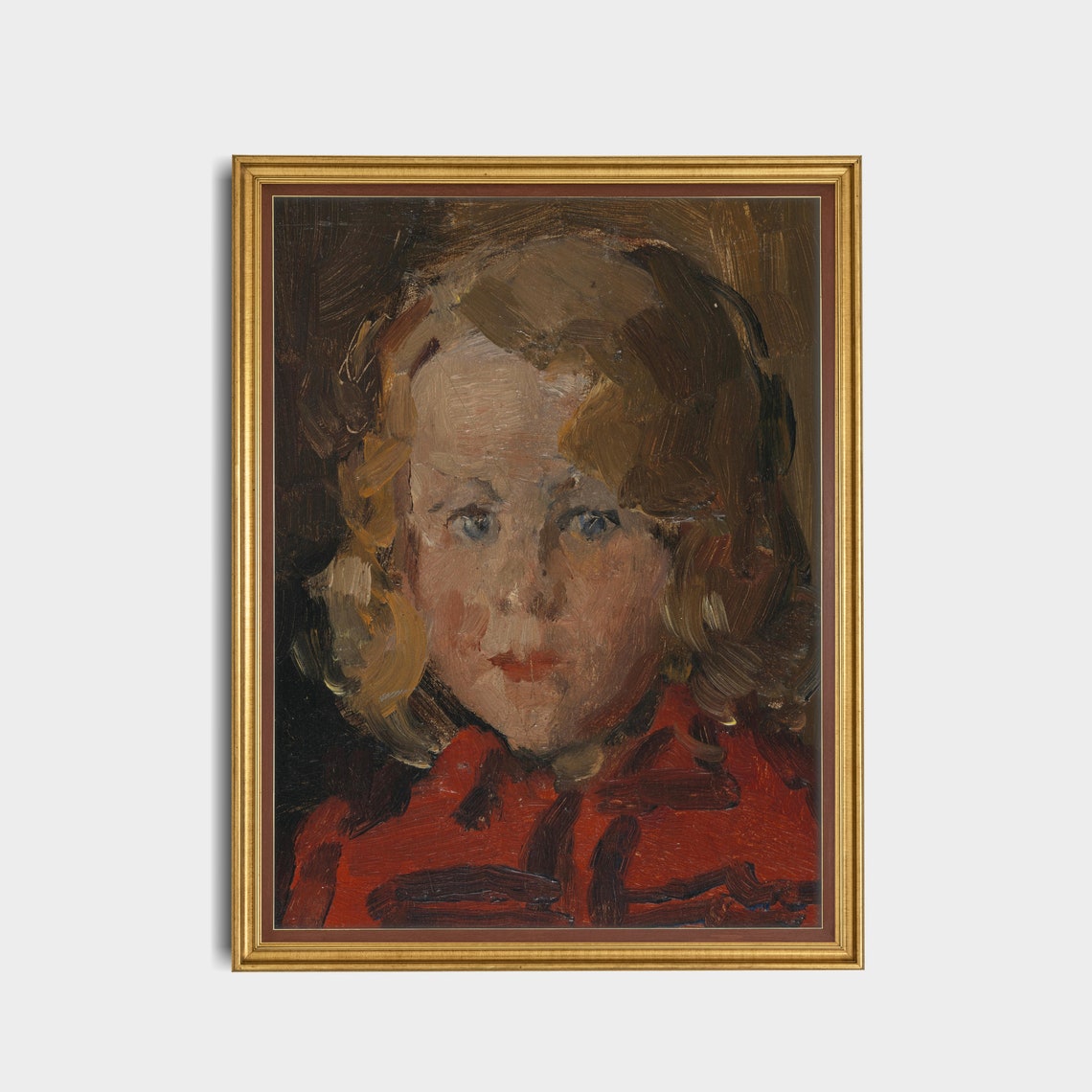 Vintage Portrait Painting Portrait Of A Young Child Antique Moody Rustic Print Wall Art Oil Painting - Image 5