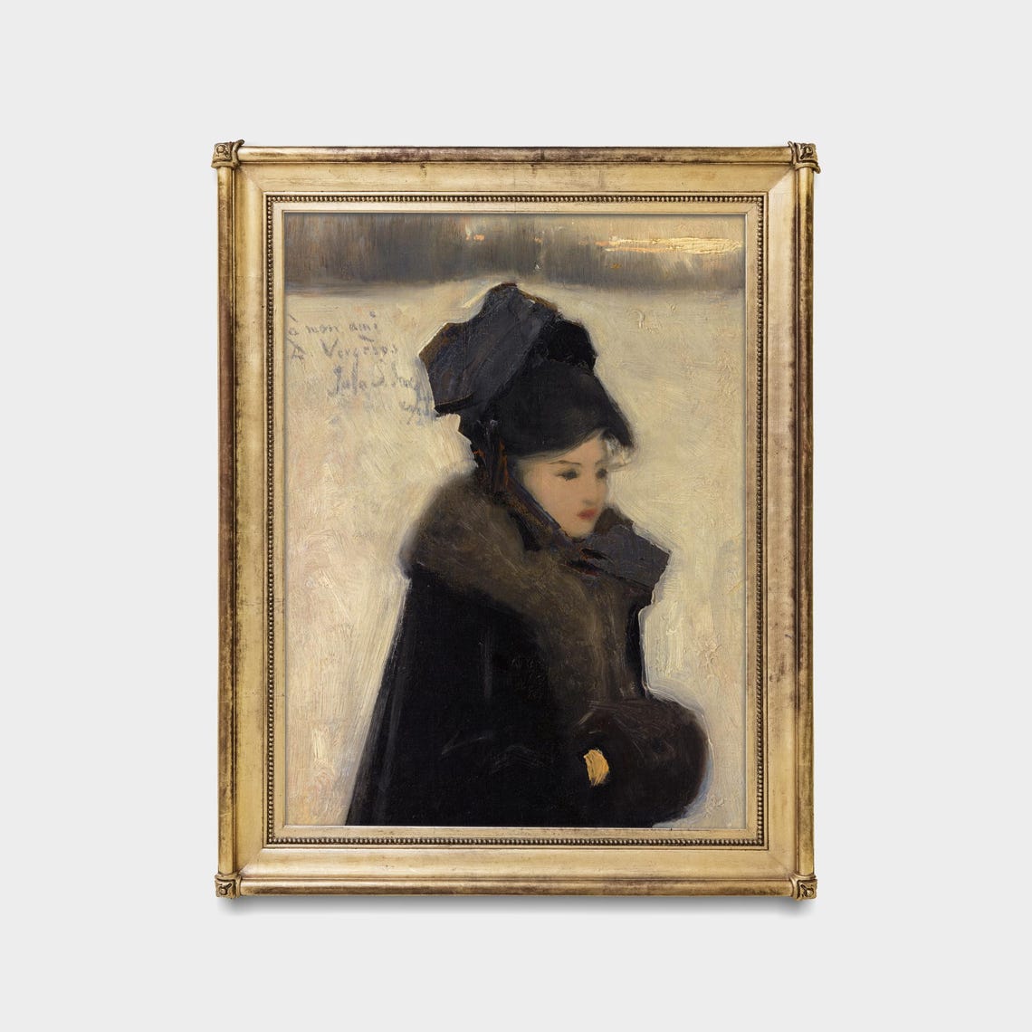 Mailed Print Vintage Portrait Painting Antique Woman Portrait Moody Rustic Print Printed And Shipped Woman With Furs Classic Art - Image 5