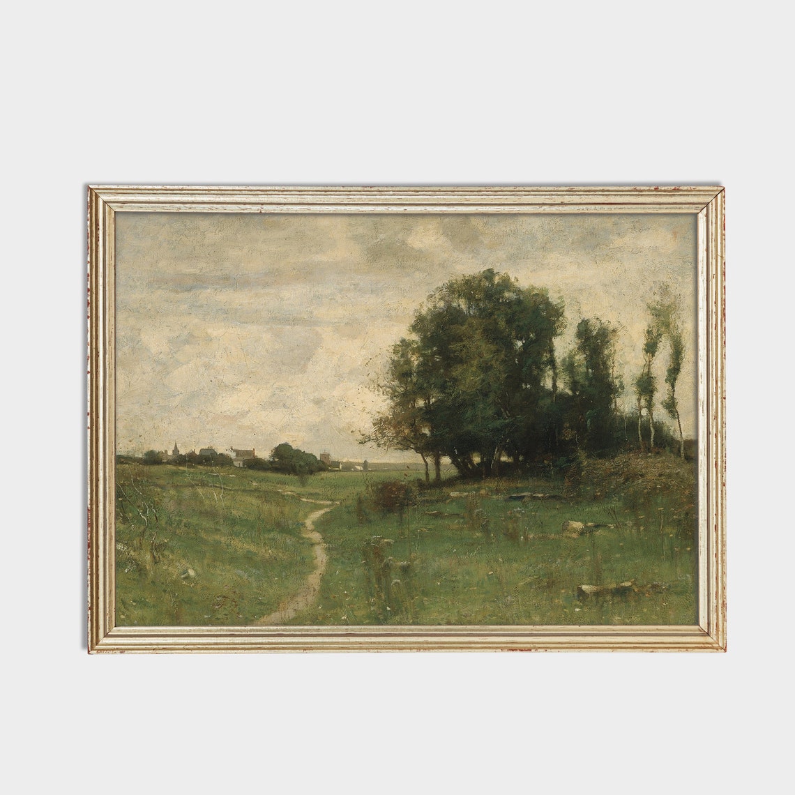 Vintage Landscape Painting Antique Country Landscape Wall Art Farmhouse Decor Livingroom Art Fine Art - Image 2