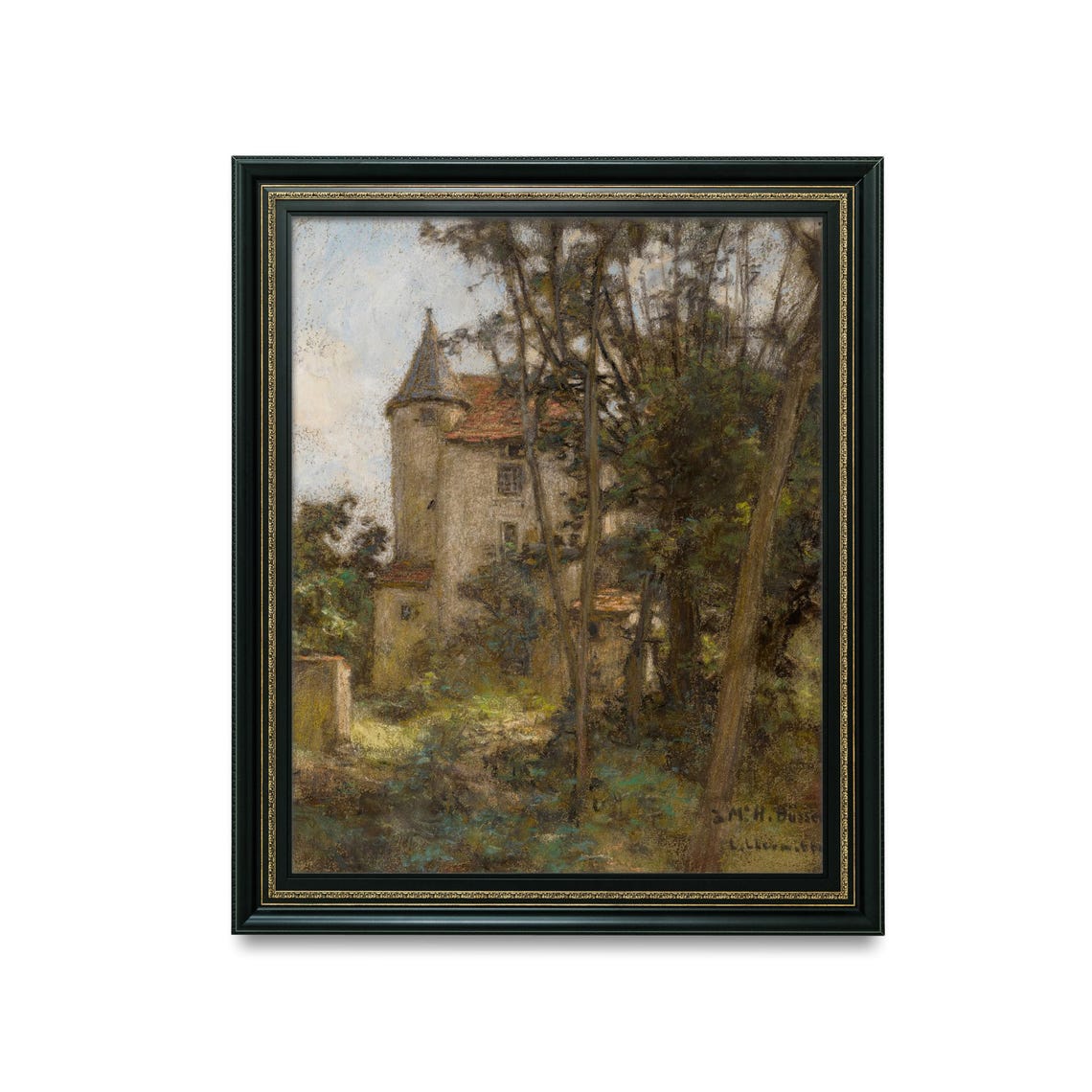 Vintage European Castle Tower Romantic Landscape Painting Poster - Image 3