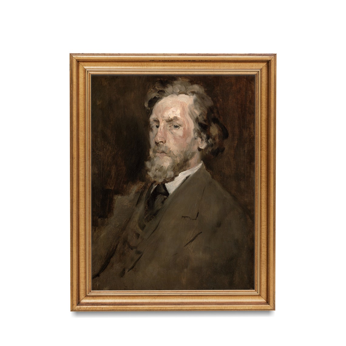Bearded Gentleman Loose Dark Oil Sketch Vintage Portrait Study Poster - Image 2