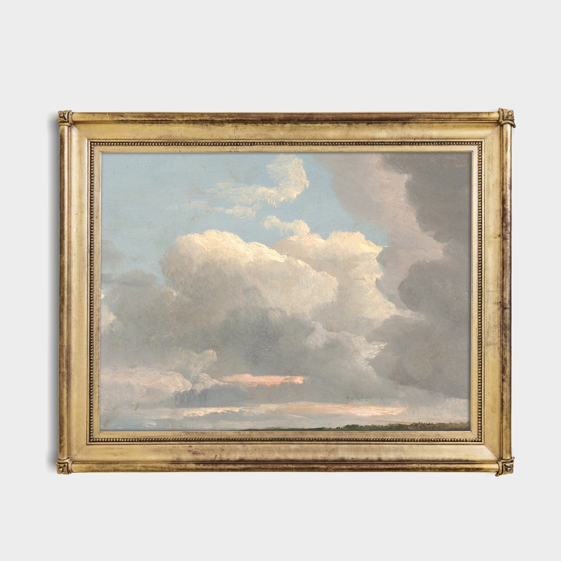 Dramatic Cumulus Cloud Study Over a Flat Horizon Vintage Sky Poster - Image 2
