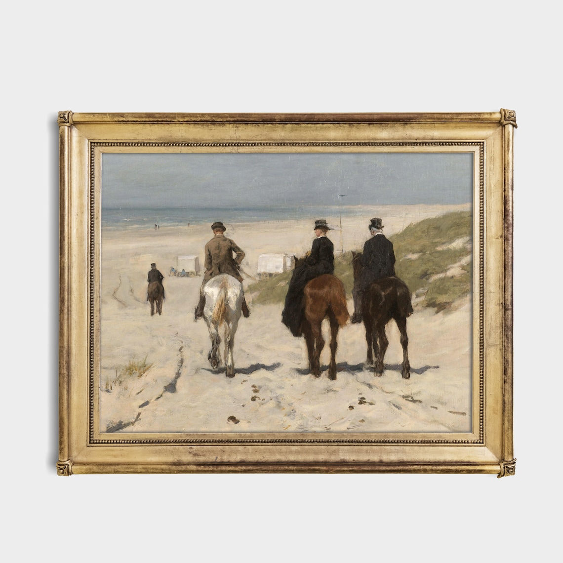 Vintage Horse Painting, Coastal Equestrian Art Print - Image 2