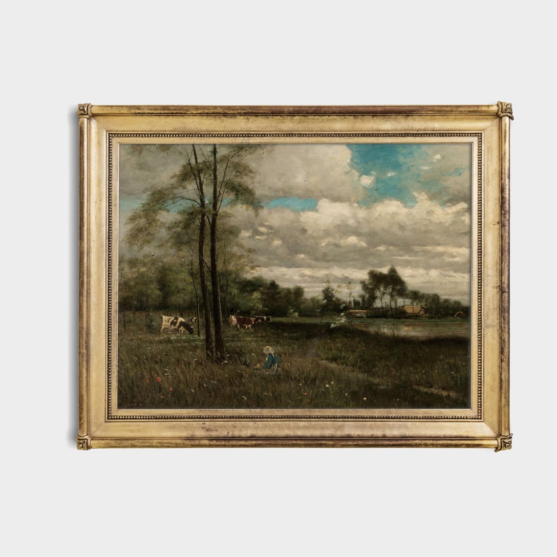 Cattle Grazing In A Lush Summer Meadow Vintage Landscape Poster - Image 4