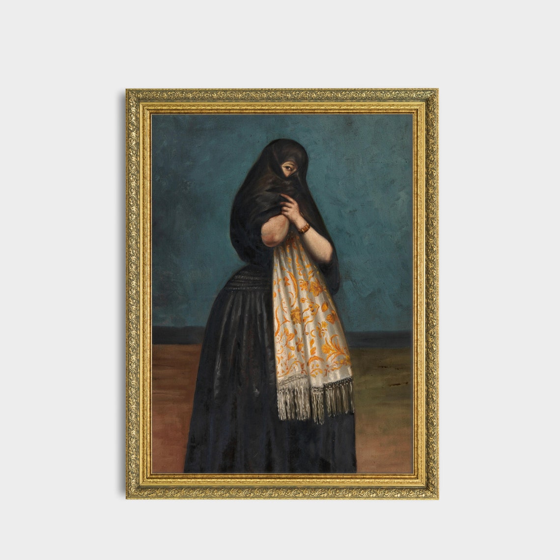 Vintage Portrait Painting Antique Woman Portrait Rustic Oil Painting Print Wall Art Female Fine Art - Image 3