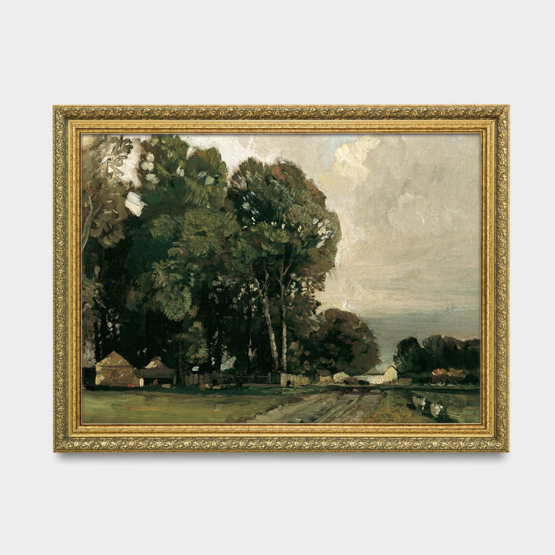 Tall Trees Country Road Farm Cottages Vintage Countryside Oil Poster - Image 2