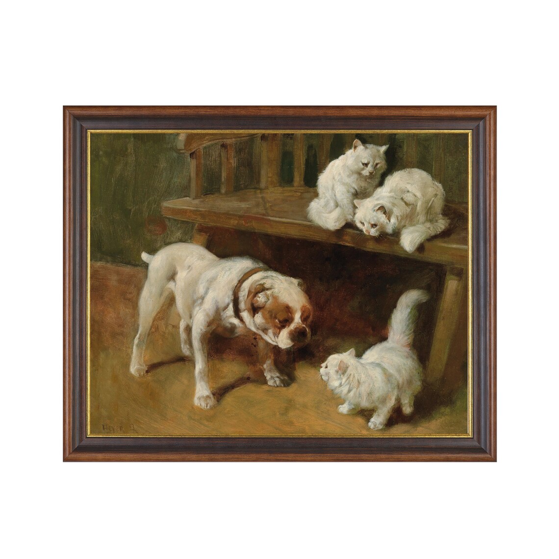 Vintage Dogs And Cats Painting Antique Animal Fine Art Print Instant Wall Art Farmhouse Decor Animal Lover Gift