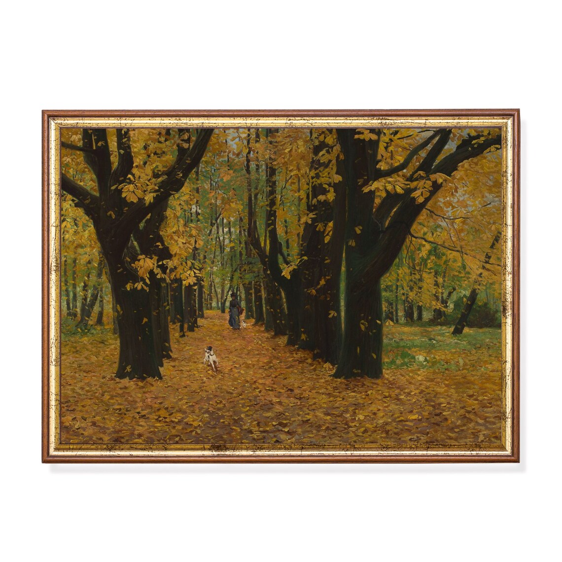Vintage Autumn Landscape, Rustic Farmhouse Art Print