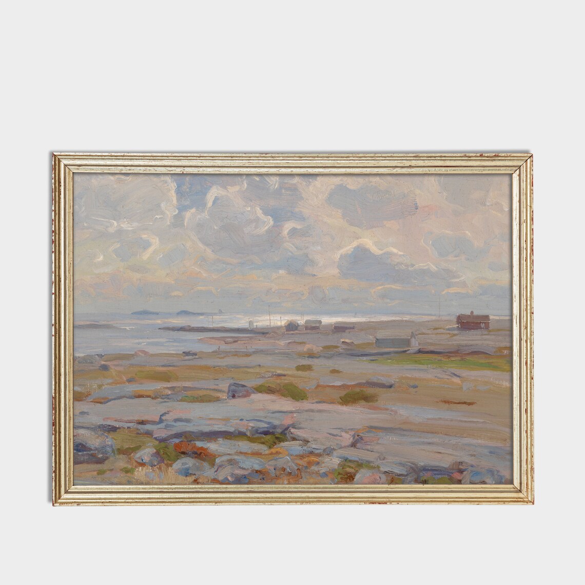 Rocky Coastal Shore With a Red Cabin Overlooking the Calm Sea Poster - Image 3