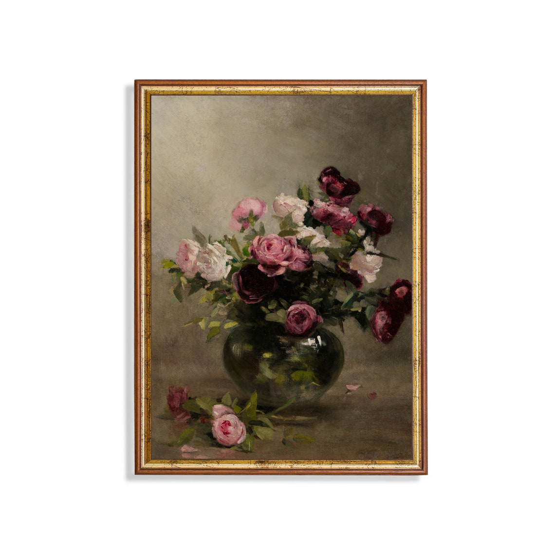 Roses In A Vase Painting Vintage Wall Art Flower Oil Painting Print Floral Trendy Wall Art Antique Art Print
